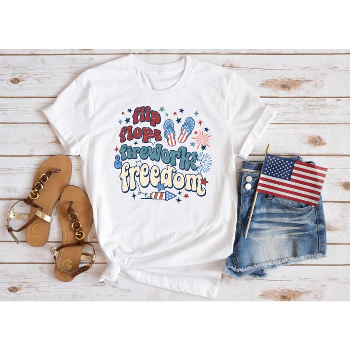 Flip Flops, Fireworks, and Freedom Shirt for wholesale by Wild & Untamed Designs