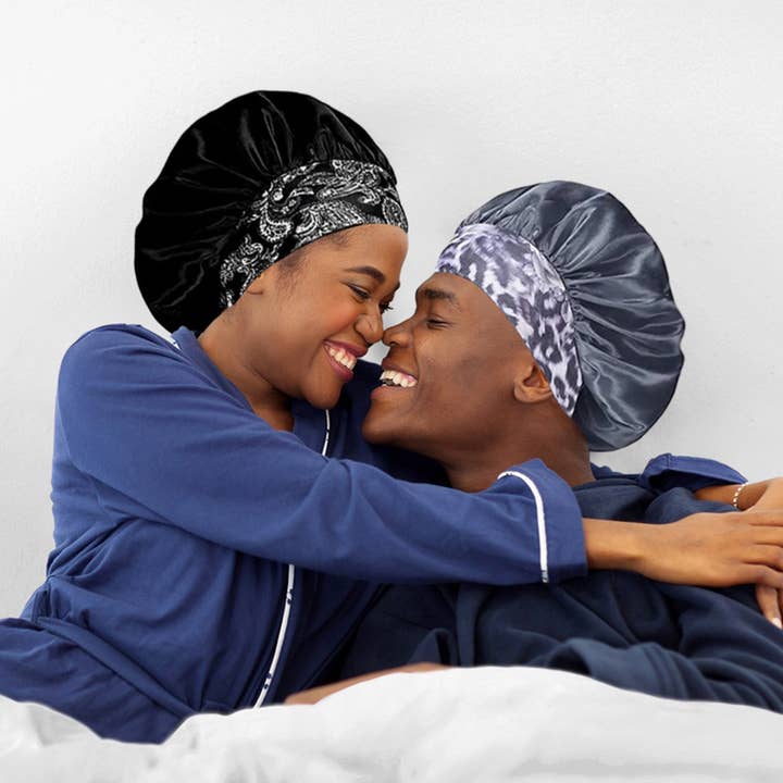 seeboo - Wholesale Sleep Cap / Bonnet - Women's - Wide Band Satin Bonnet Cap - Gray