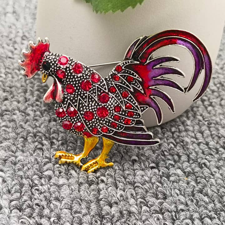 Mio Queena - Wholesale Brooch - Colored Rhinestone Enamel Rooster Brooch7