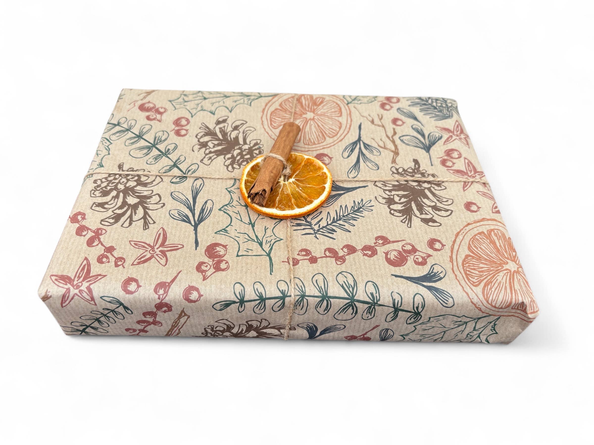 PlanetWrapIt - Wholesale Flat Wrap - Christmas Dried Oranges Recycled Kraft Gift Wrapping Paper 6