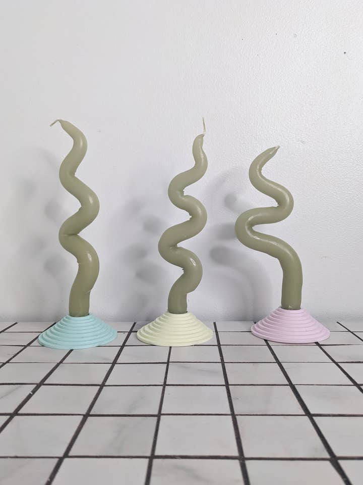 Playful Moss Green Wiggly Candle for wholesale by TYST
