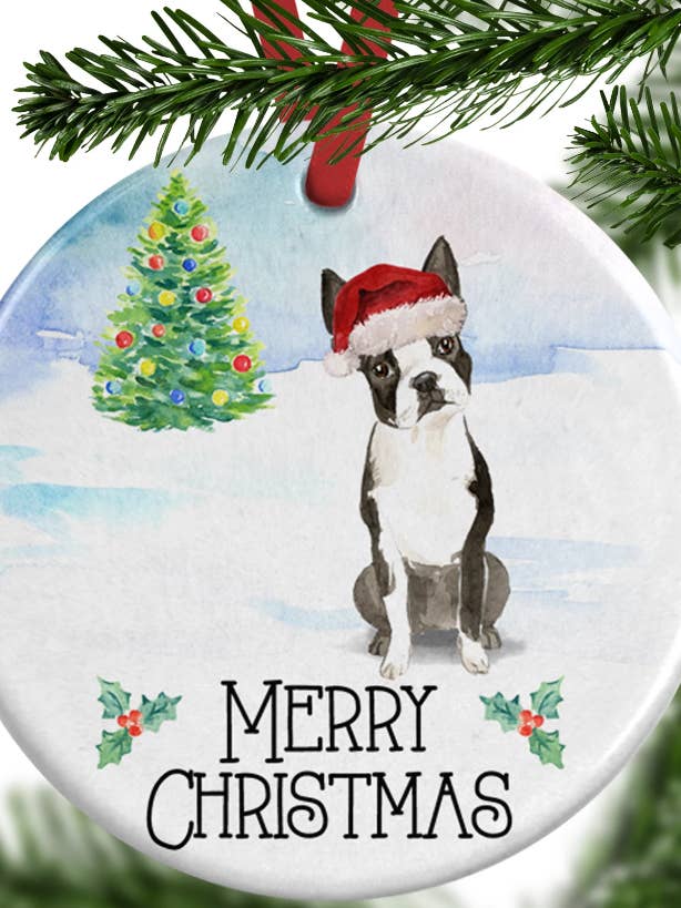 Boston Terrier Christmas Ornament - Customised for wholesale by WagATudeTags