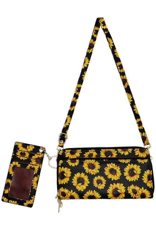 Cap Zone - Vente Portefeuille – femme - Sac bandoulière portefeuille continental Sunflower avec porte-cartes4