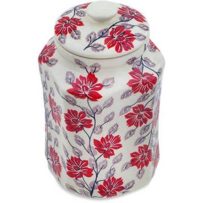 Jar with Lid 9" Bold Blooms Theme UNIKAT for wholesale by Polmedia Polish Pottery