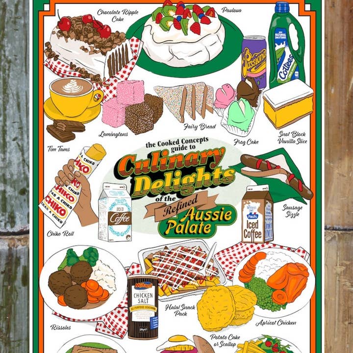 Cooked Concepts - Wholesale Tea towel - Culinary Delights of the Refined Aussie Palate Tea Towel0