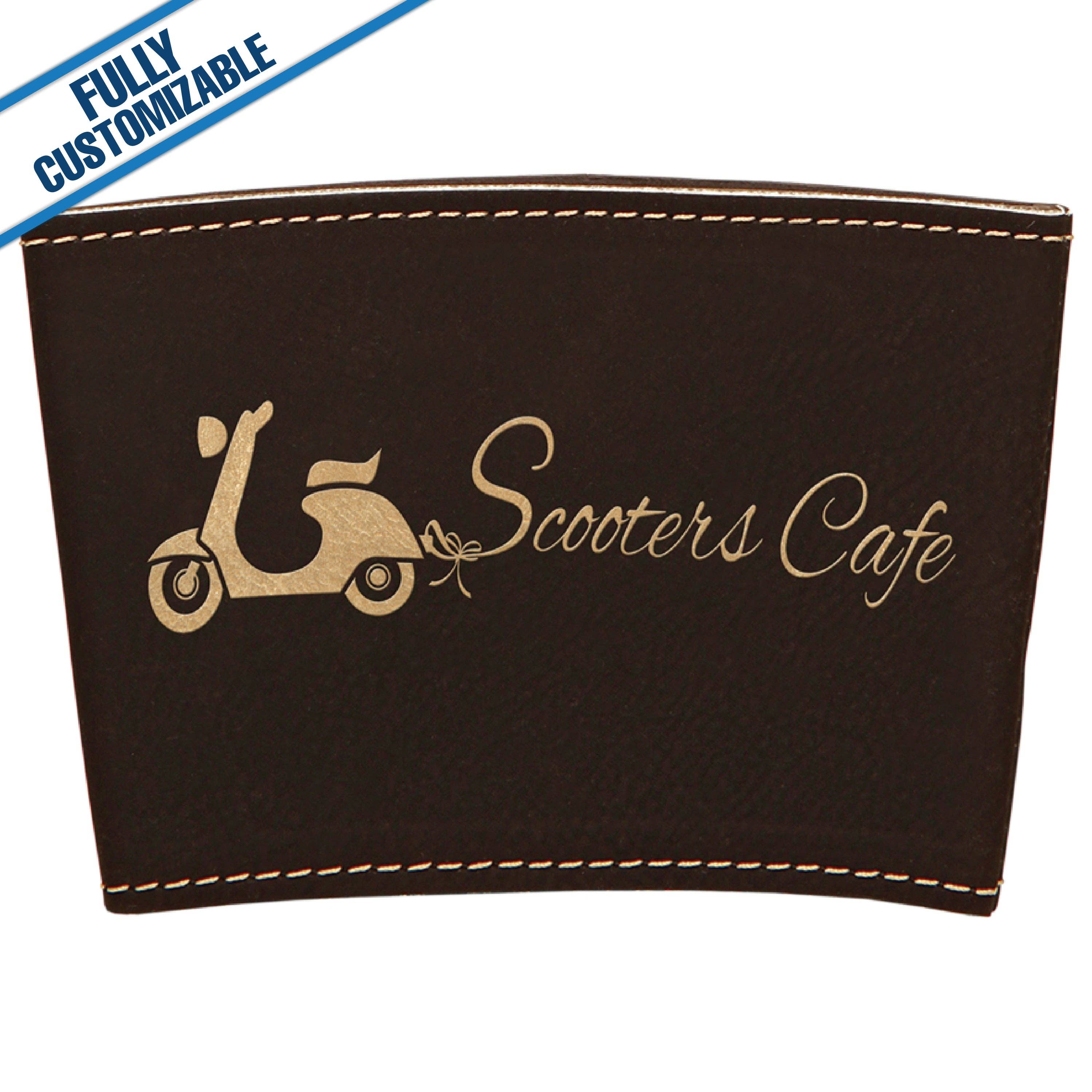 GiftWorksPlus - Wholesale Drink Huggers & Koozies - Engraved Leatherette Mug Sleeve - Fully Customizable0