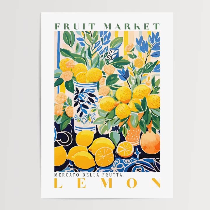 Póster del mercado de frutas con limón para venta al por mayor de Enchanted Sights