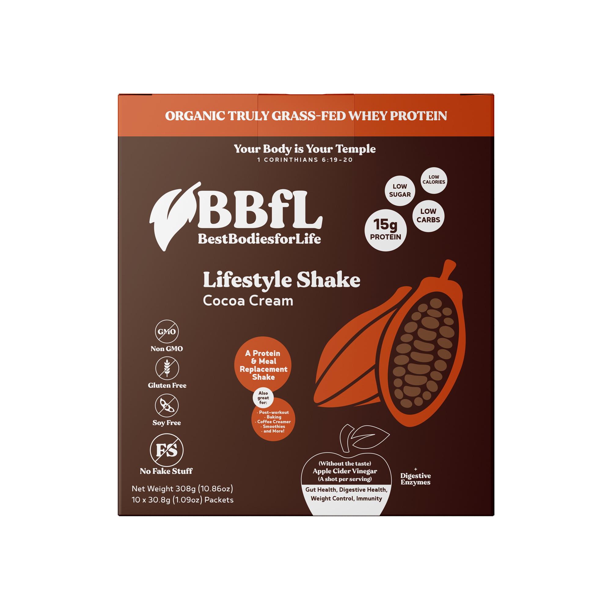 BestBodiesforLife Corp. - Wholesale Protein/Superfood Powder - Cocoa Cream Whey - 10 Pack Box1