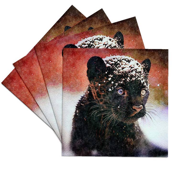 3dRose - Wholesale Coasters - 3dRose, Baby Panther Image Of Watercolor Painting, Coaster