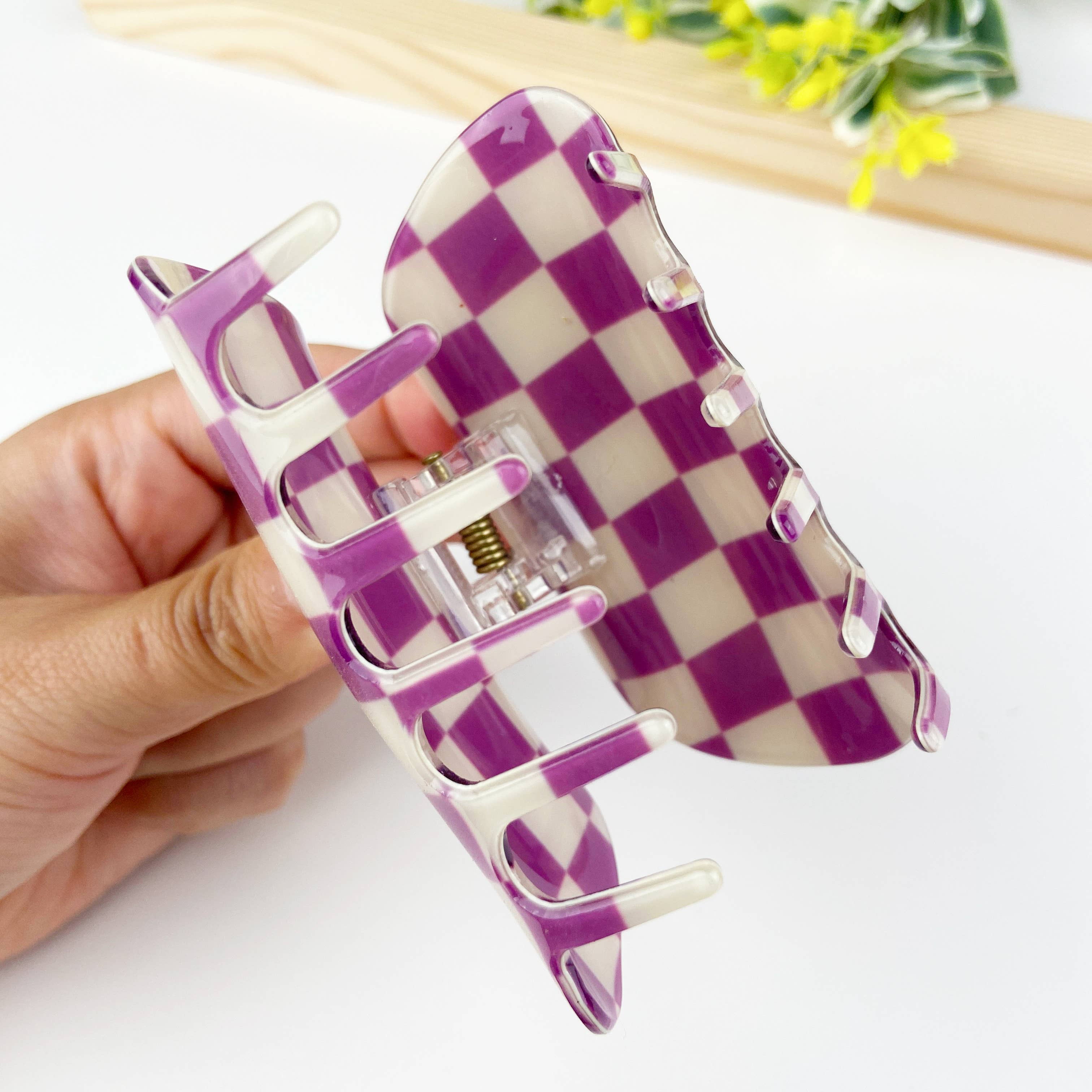 TheDivaSoap - Wholesale Hair Clip - Women's - Checkerboard semicircle hair claw clip9