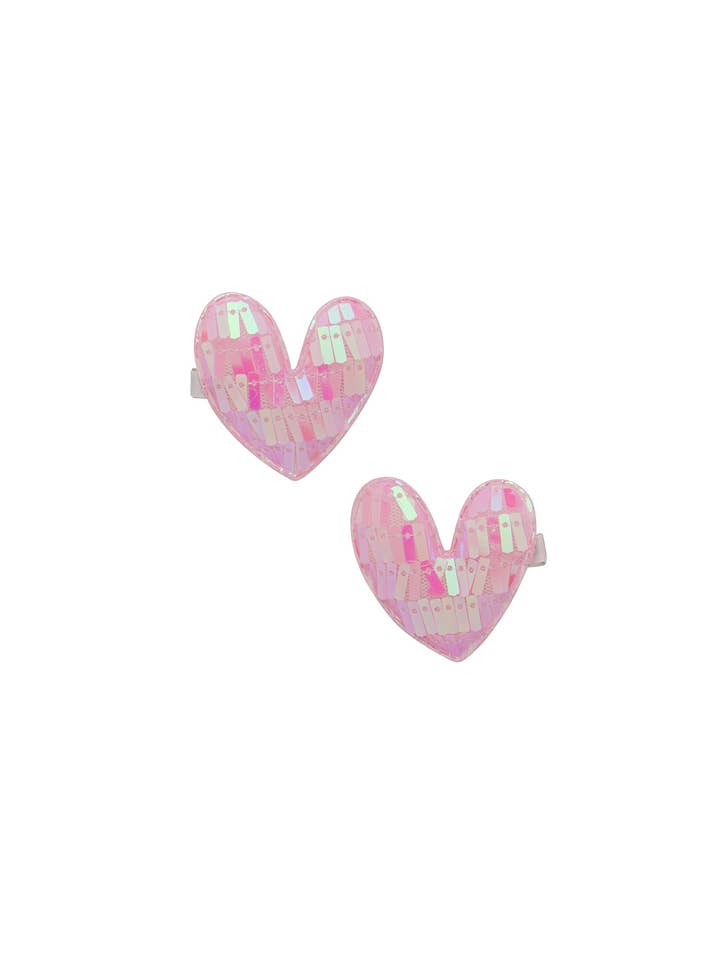 Sæt med Hjertehårspænder med Pailletter - Pink for engroshandel hos Project 6 NY Kids