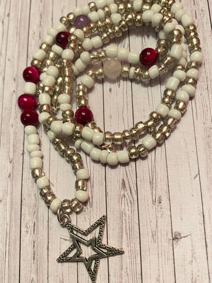 star white beaded crystal necklace for wholesale by jewelrybysirena