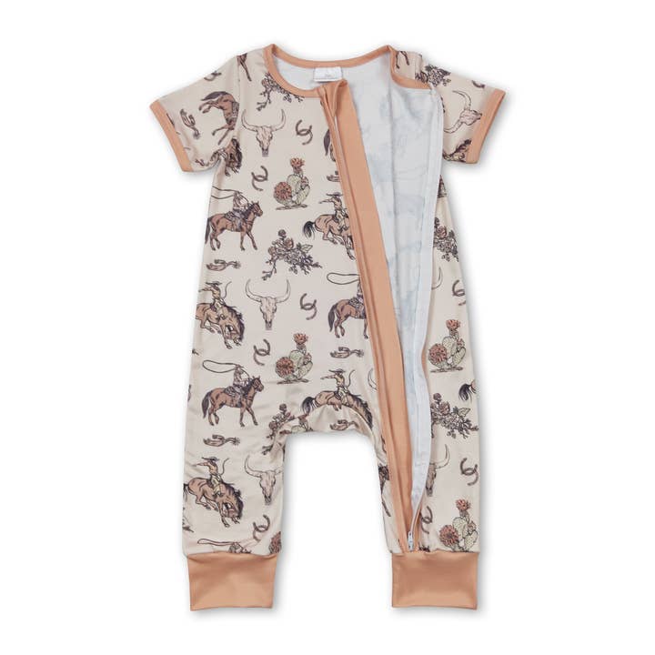 Yawoo Garments - Wholesale Sleepwear Set - Kids - Short sleeves horse rodeo kids boys western pajamas3