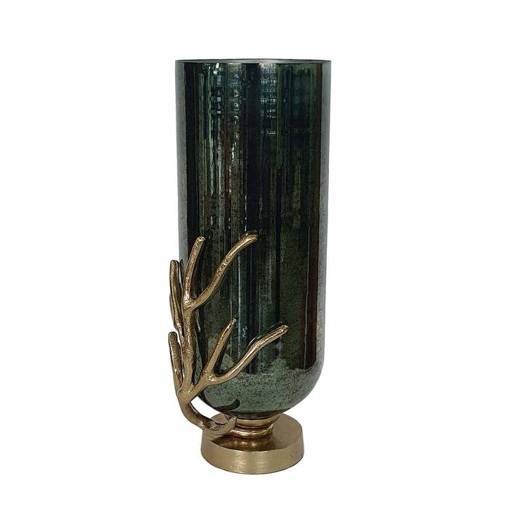 A&B Home Group Inc. - Wholesale Vase - 7x6x17" Glass Vase With Aluminum Base - Gold/Silver/Black4