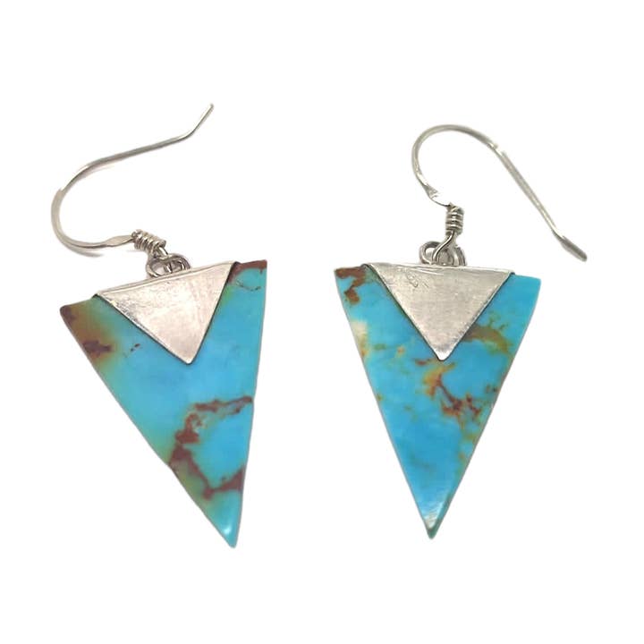 Vintage natural turquoise triangle earrings for wholesale by Iroquoise