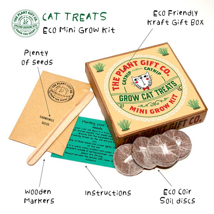 The Plant Gift Co. – wholesale Plant seeds – Grow Cat Treats. Cat Lovers Eco Mini-Grow-Kit1