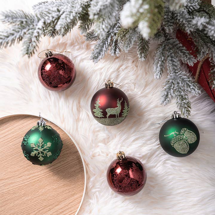 OrnamentallyYou - Wholesale Ornament Set - Majestic Winterly Nature Glittered Ornament Bauble Set