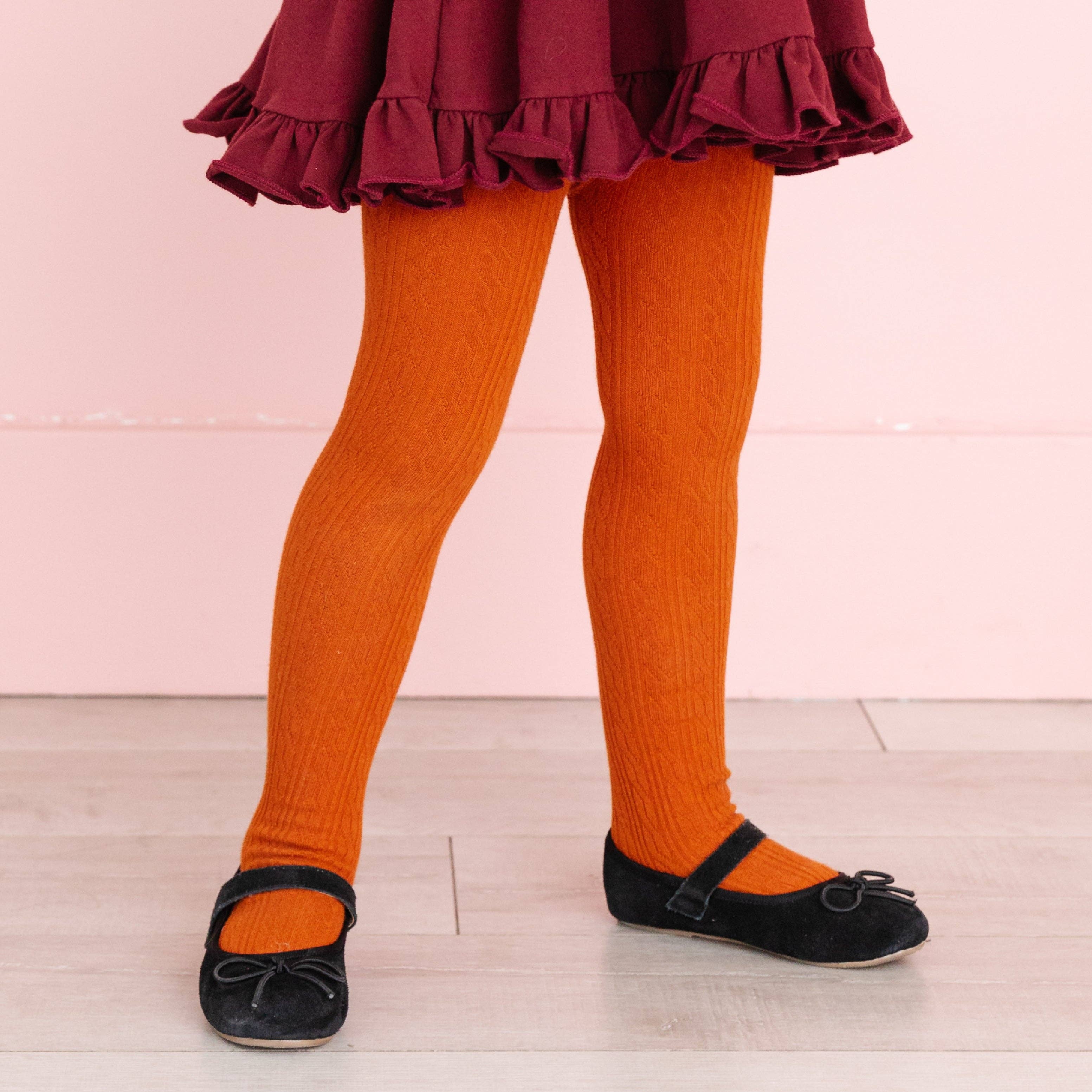 Little Stocking Co. - Wholesale Tights - Kids - Pumpkin Spice Cable Knit Tights4