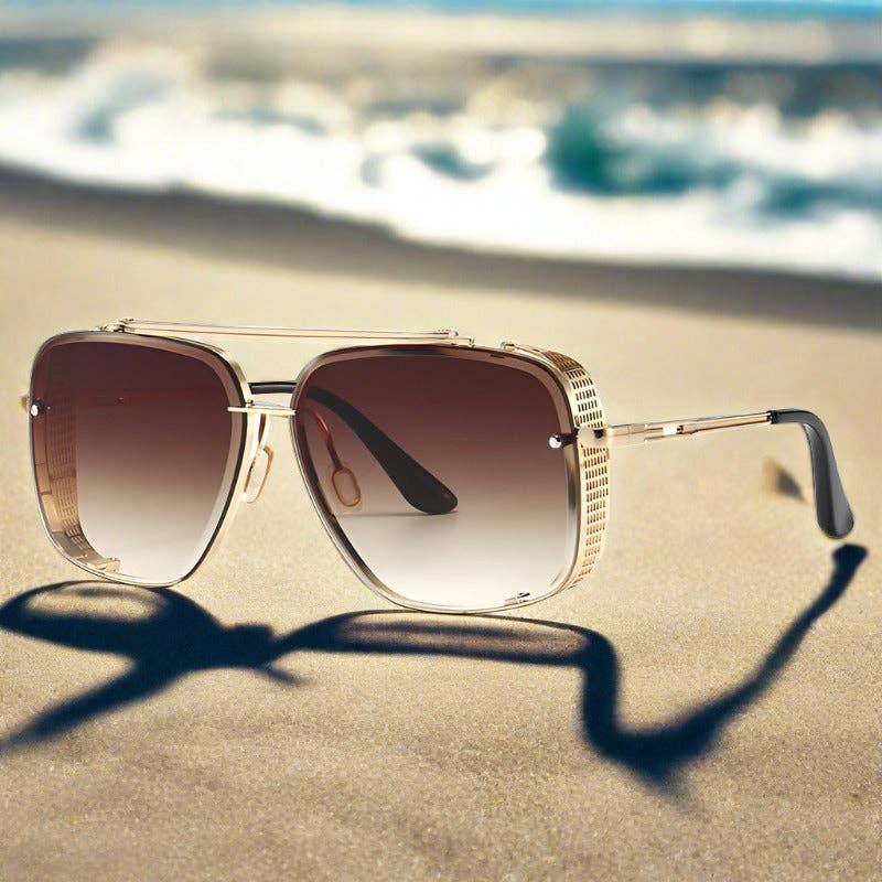 WoodWristCo – wholesale Sunglasses – Unisex – Men's and women's square metal double beam Sunglasses8
