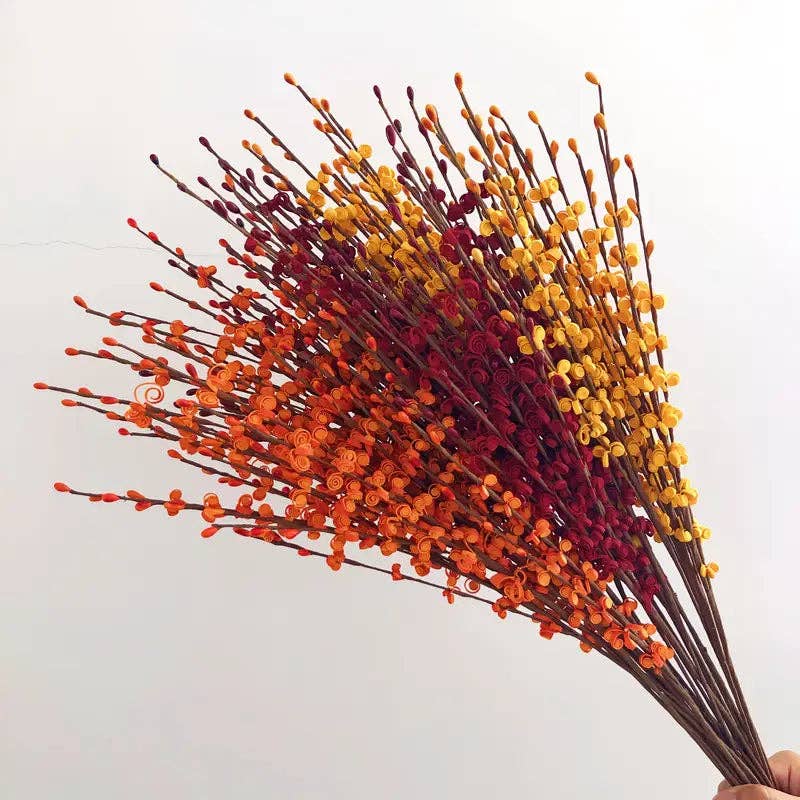 Huis Van Merken - Vente Fleurs artificielles - Tiges de baies orange - Fleurs artificielles lot de 10 - Décoration d'automne/mariage1