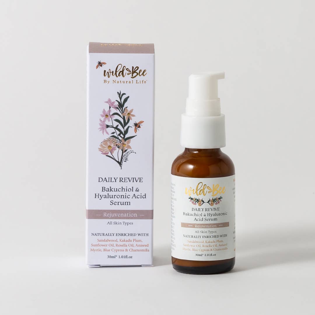 Wild Bee skincare - Wholesale Facial serum/concentrate - Daily Revive - Bakuchiol & Hyaluronic Acid 30ml Ser