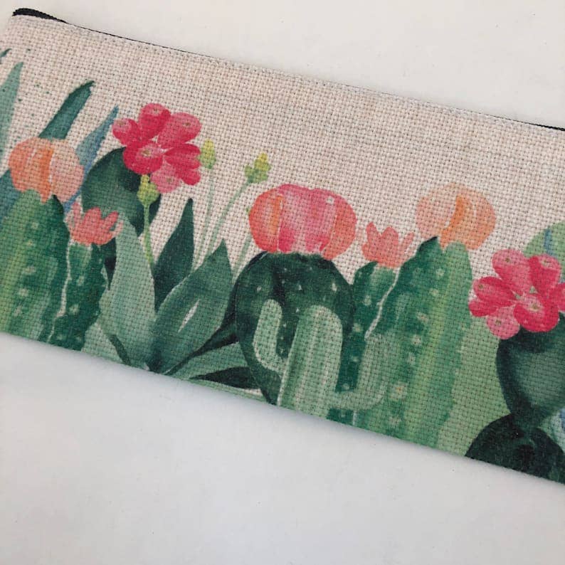 GP Originals - Wholesale Pencil Case/Pouch - Cactus Garden Linen Pencil Bag2