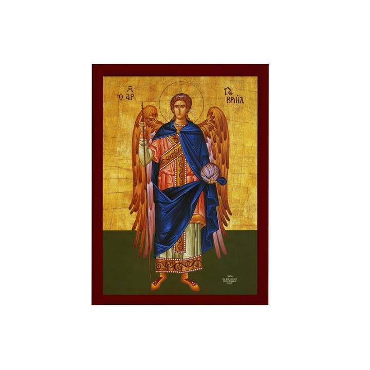 TheHolyArt – Großhandel Religiöse Grußkarte – Erzengel-Gabriel-Ikone, handgefertigte griechisch-orthodoxe Ikone des Heiligen Gabriel, byzantinische Kunstwand zum Aufhängen an Holztafel, religiöses Dekor