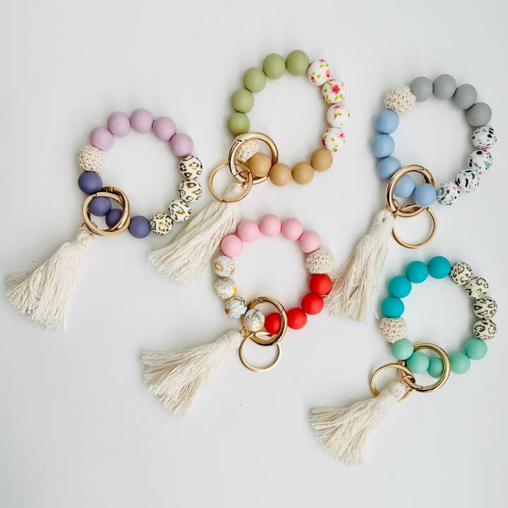 BULK Bangle Keychain | Silicone Wristlet Keyring | Boho for wholesale by Tiny Gift Society