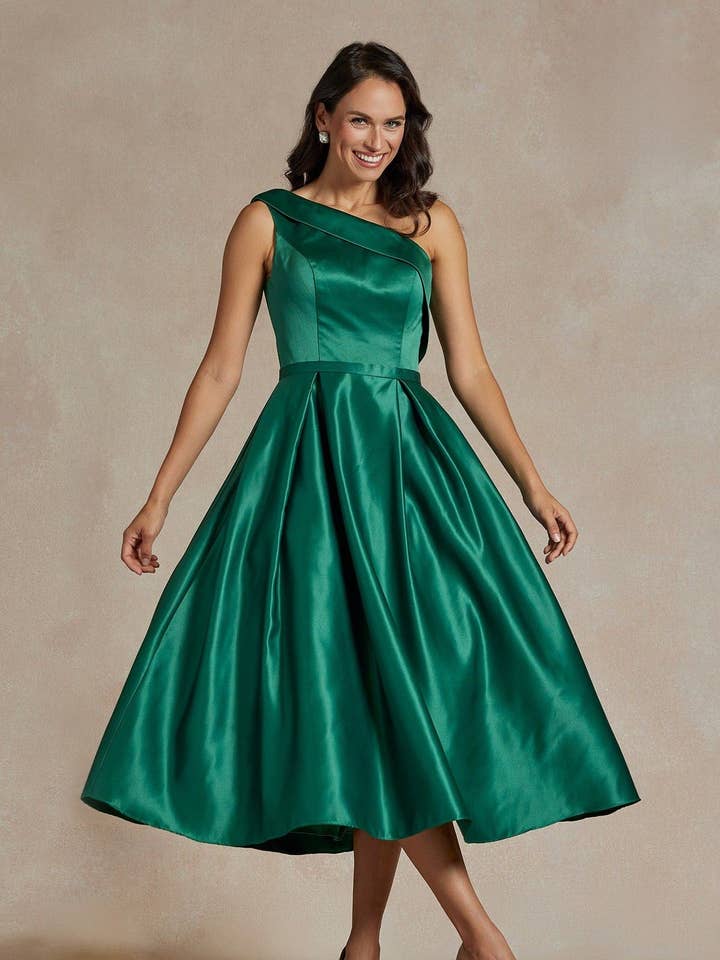 One Shoulder Satin Open Back Midi Evening & Prom Dress NXJE931 for wholesale by SMC Fashion