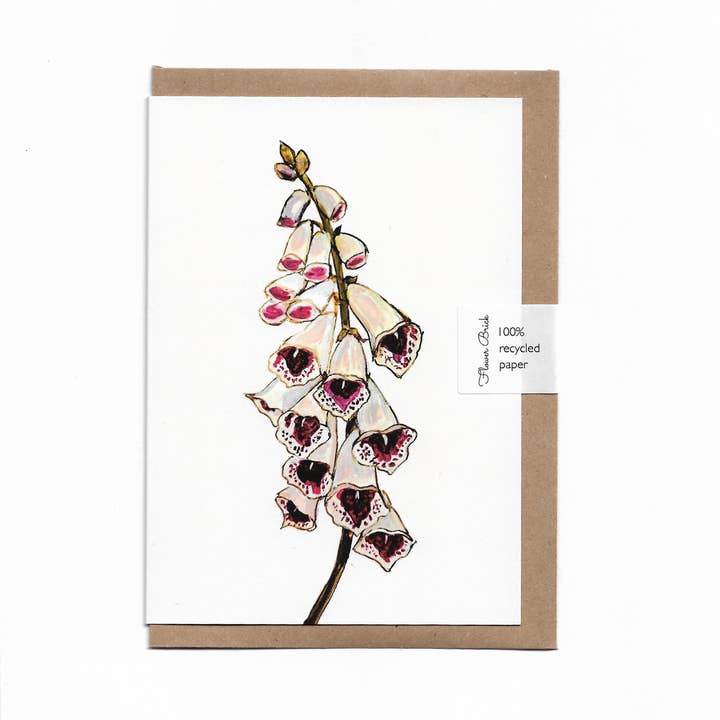 Cartão de Cumprimentos "Dedaleira Branca" 100% Reciclado A6 por atacado de Flower Brick