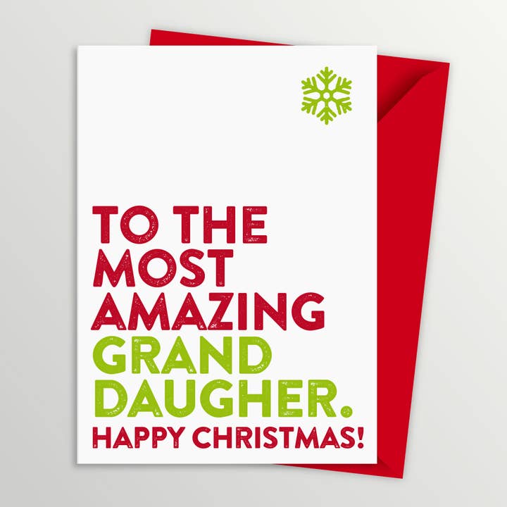 Amazing Granddaughter Christmas Card for wholesale by A is for Alphabet Ltd