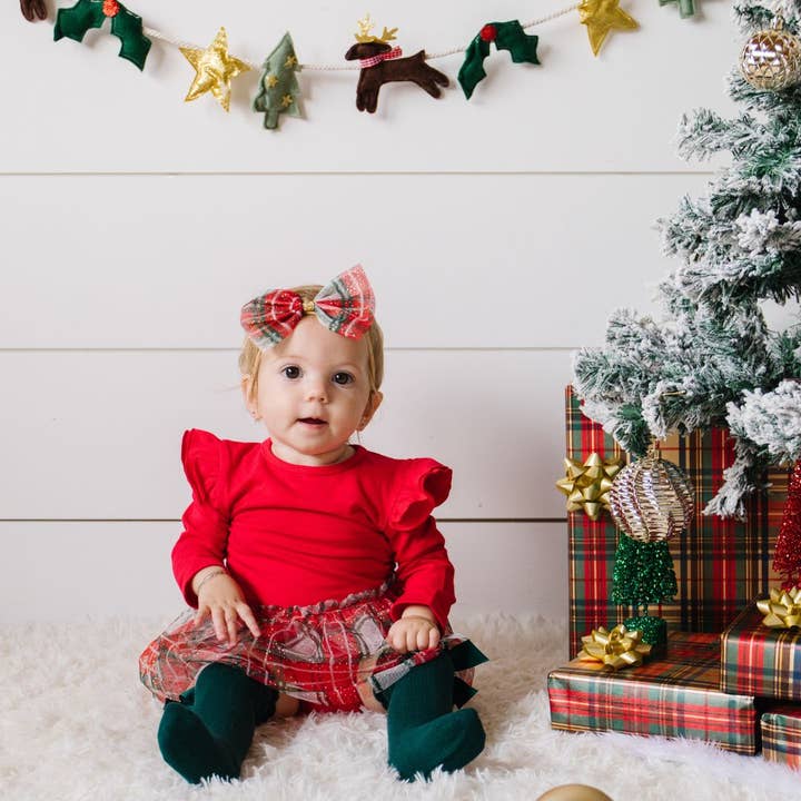 Sweet Wink - Wholesale Fashion Headband - Baby - Christmas Plaid Tulle Bow Baby Headband - Holiday Headband