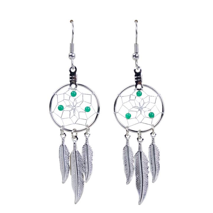 .75" Birthstone Dream Catcher Earrings for May for wholesale by Monague Indigenous Crafts & Gifts