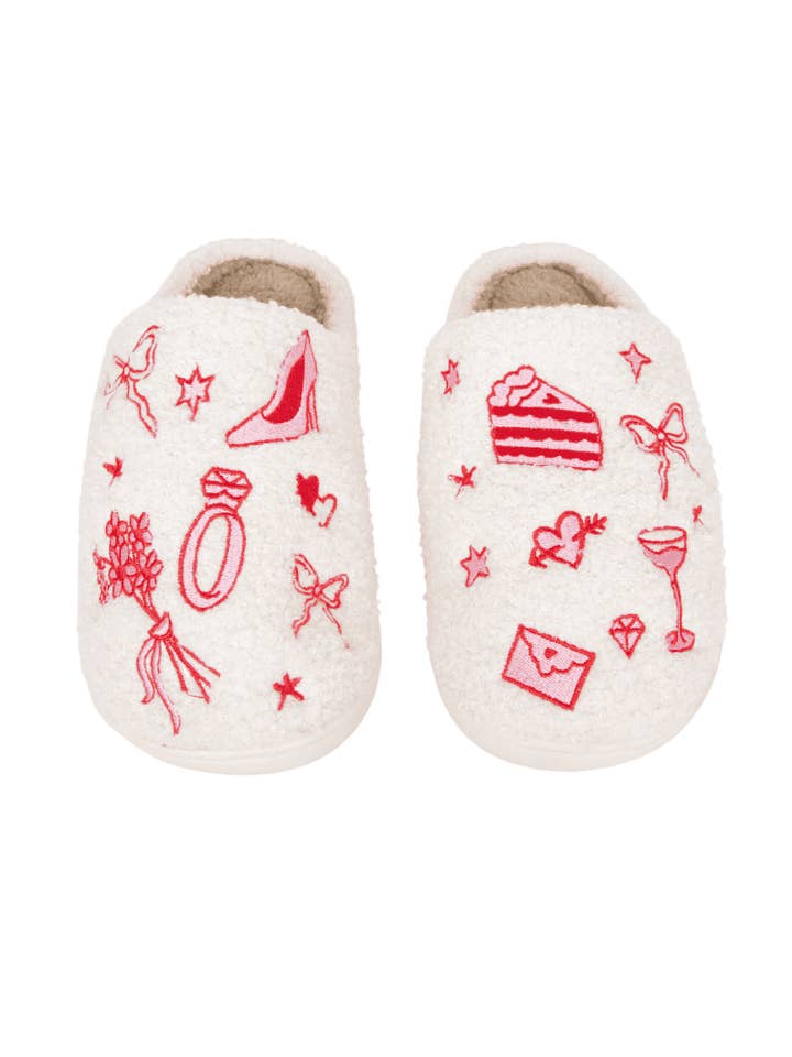 White Wedding Doodles Wholesale House Slippers for wholesale on Faire1