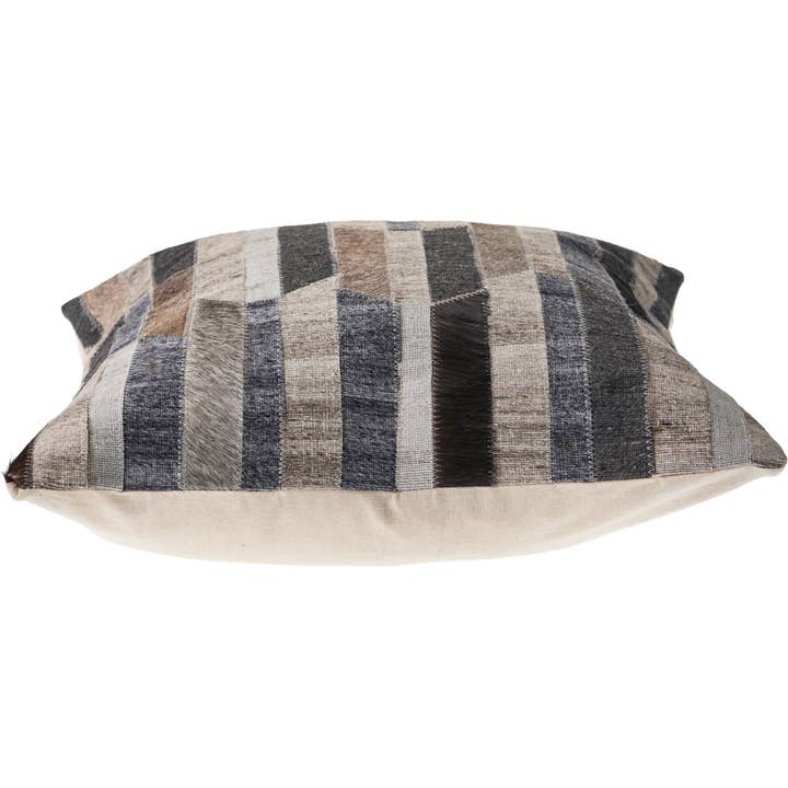 Gris/Charbon Coussin rayé en simili cuir multicolore en vente sur Faire
