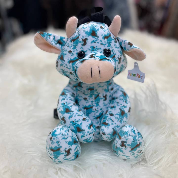 Ccrafts Crafty Creations – wholesale Ryggsäck - Barn – Cow Plysch Ryggsäck - Farm Pals: Turkos Cowprint