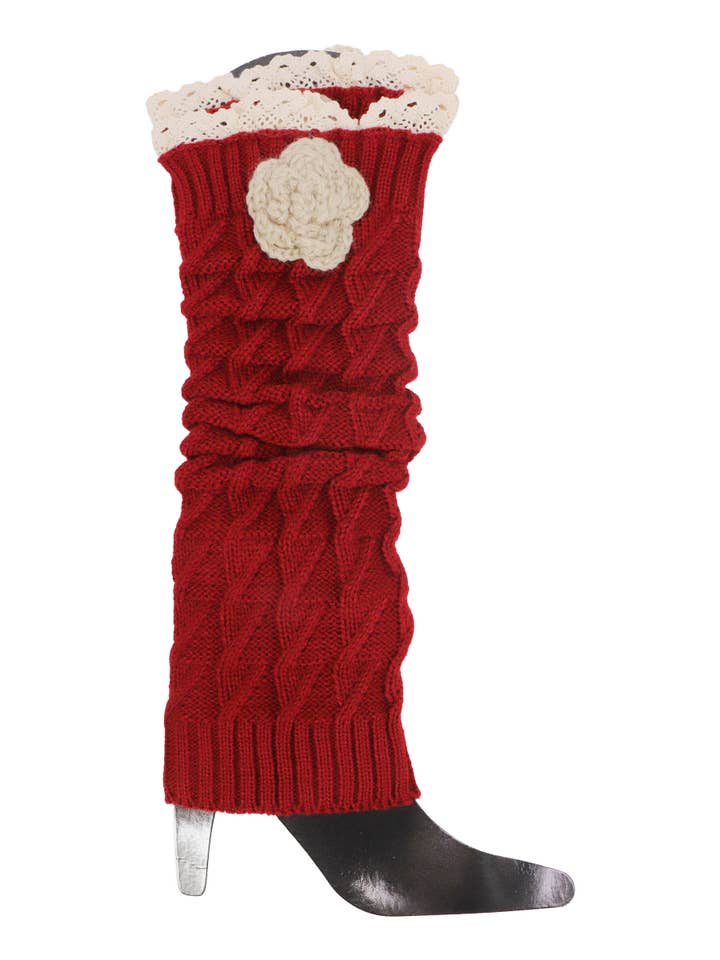ASSORTED Rosette Flower Lace Cable Knitted Leg Warmers for wholesale on Faire6