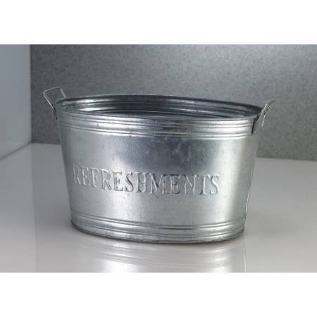 India Handicrafts Inc - Wholesale Bucket/Pail - Galvanized Oval Tub with Handles2