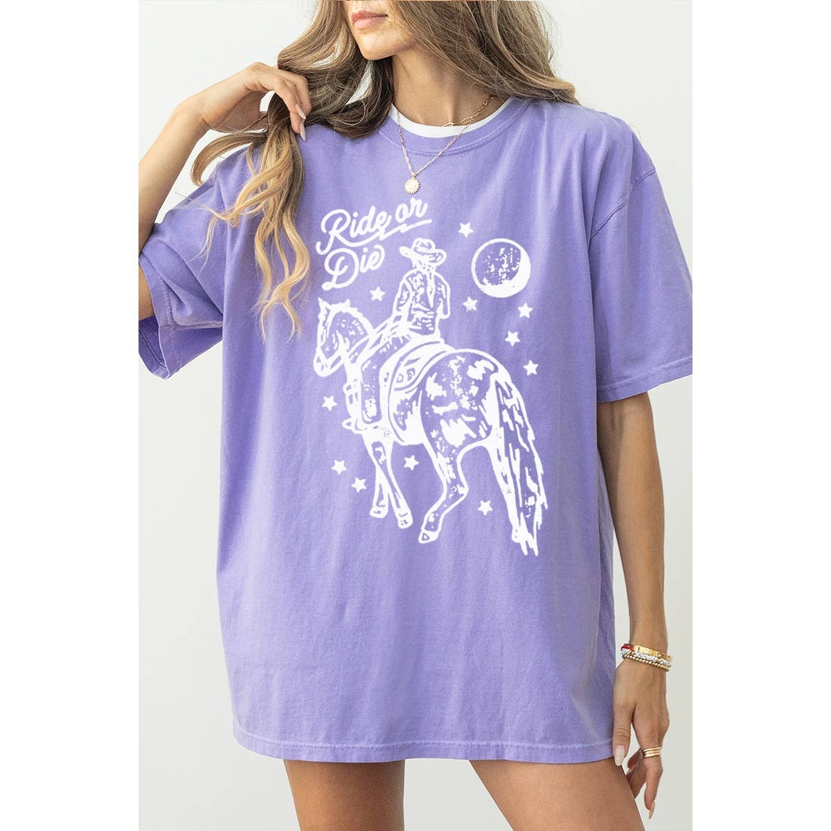 Illustrated Society - Wholesale Screen Printed T-Shirt - Women's - RIDE OR DIE VINTAGE GRAPHIC OVERSIZED TEE3