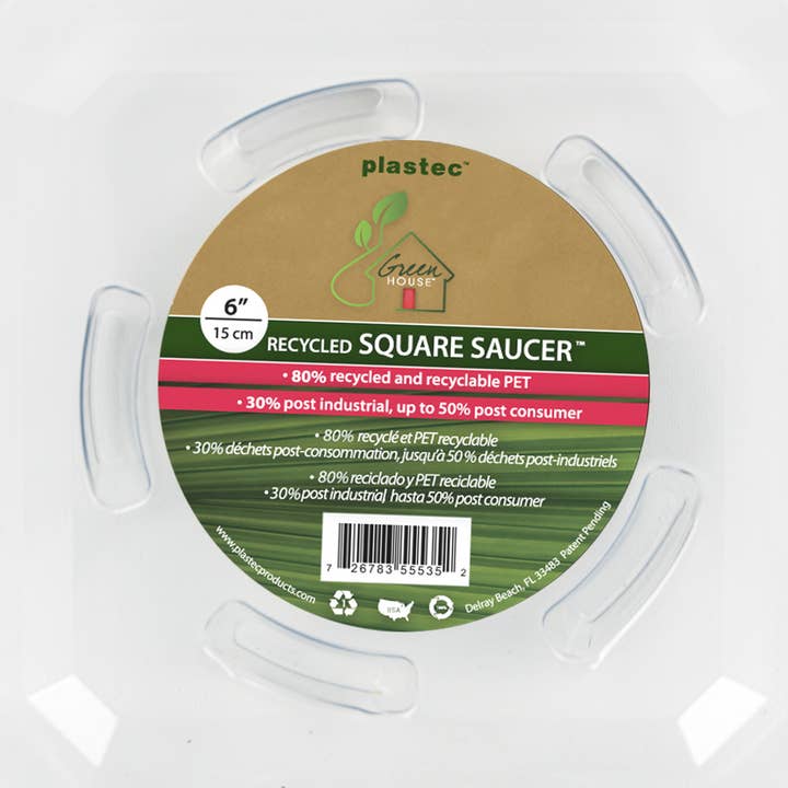 Square Recycled Saucer 6" for wholesale by Plastec Products
