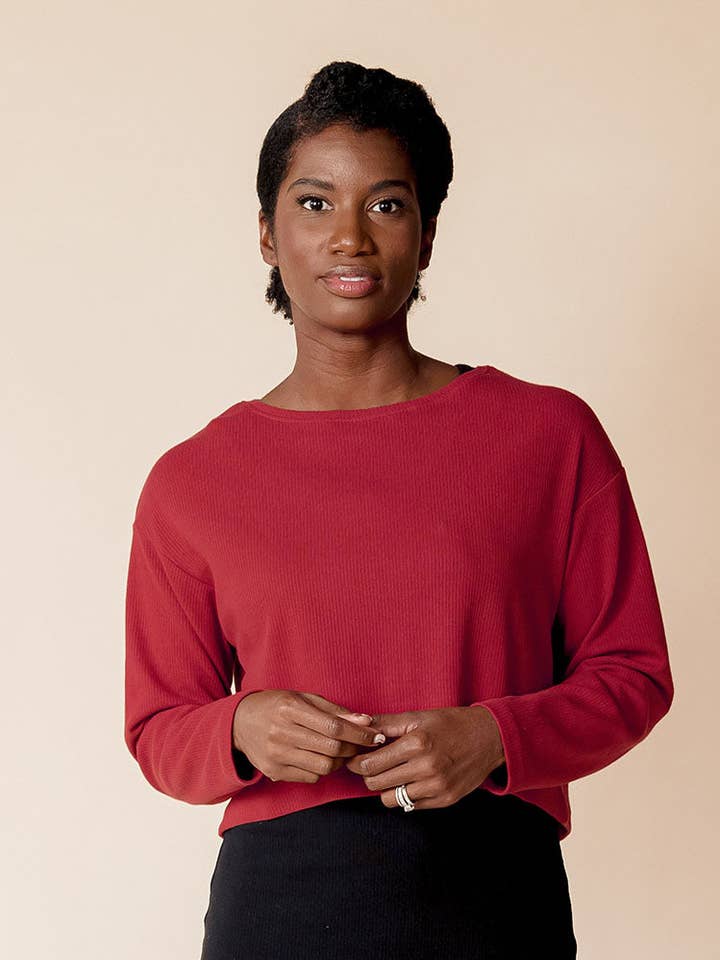 Organic Cotton Long Sleeve Rib Knit Crop Top & Nursing Cover for wholesale by Of an Origin