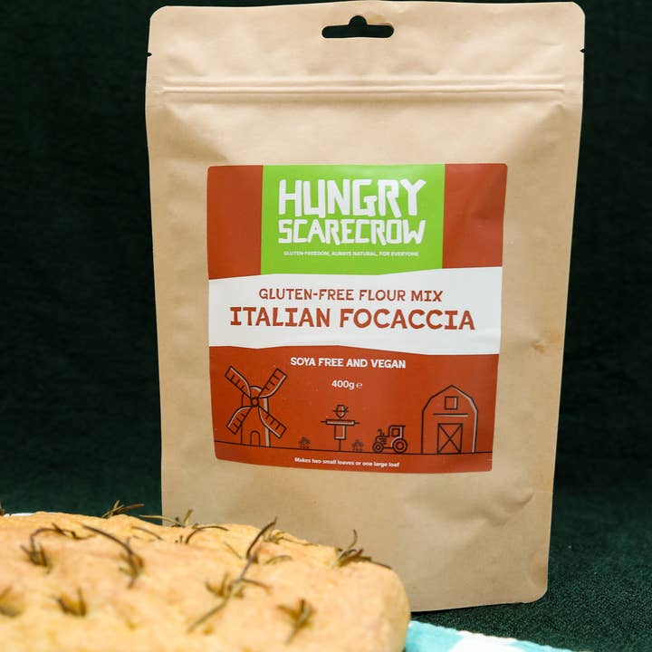 Glutenfri italiensk Focaccia brödblandning för wholesale av Hungry Scarecrow Ltd