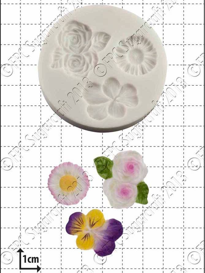 Molde Silicone Flor (Molde) - 'Viola Rosas & Margaisy' by FPC por atacado de FPC Sugarcraft