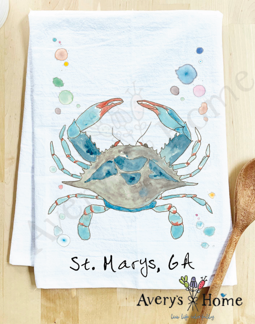 Avery's Home - Wholesale Tea Towel - Blue Crab Ocean Customizable Coastal Tea Towel38