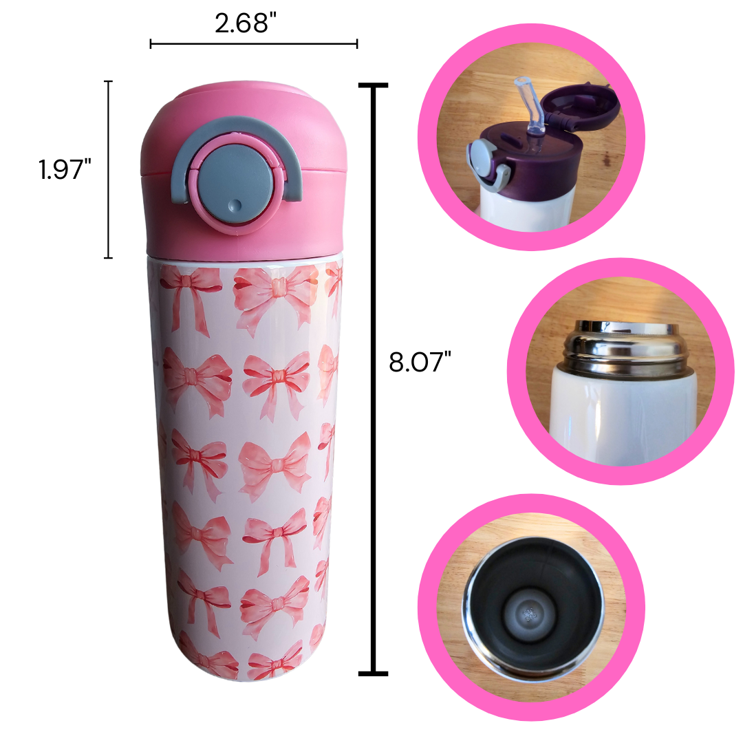 LB Personalized Design - Wholesale Water Bottle - Pink Bows Water Bottle2