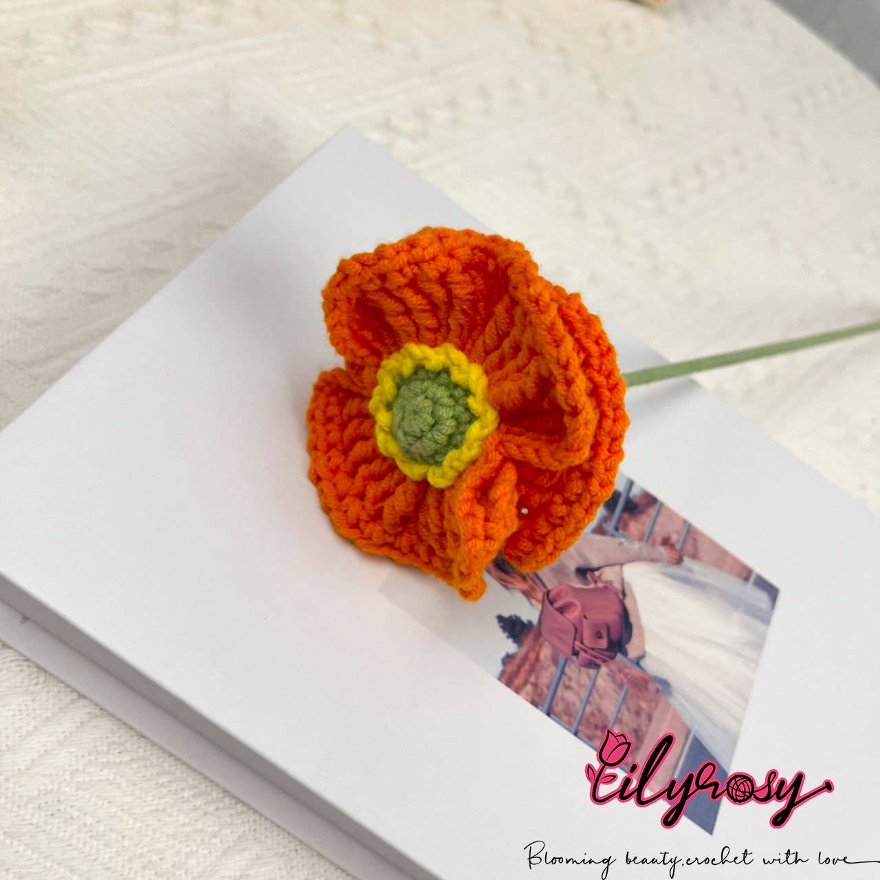Lilyrosy（Duty free) – Flores artificiais por atacado – Crochet Corn Poppys, Presentes Feitos à Mão para qualquer ocasião10