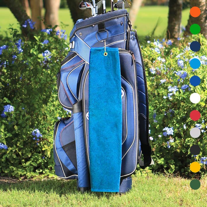 Tri-Fold Platinum Velour Golf Towel: Grommet & Hook for wholesale by Pro Towels