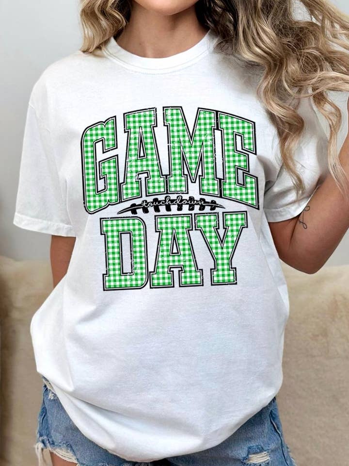 Maglietta tinta in capo verde a quadretti per il giorno della partita Plus per la vendita all'ingrosso da parte di COLORBEAR