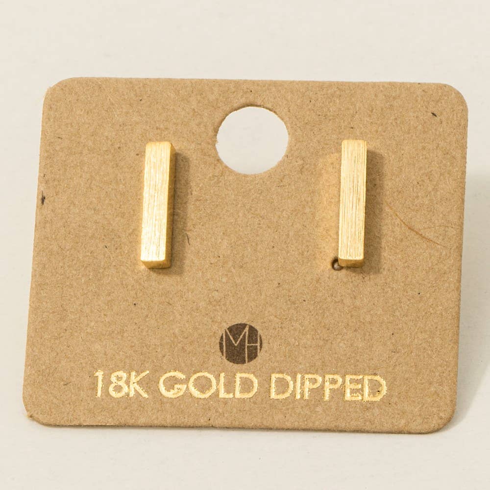 Fame Accessories - Wholesale Stud/Post Earrings - Gold Dipped Dainty Mini Bar Stud Earrings1