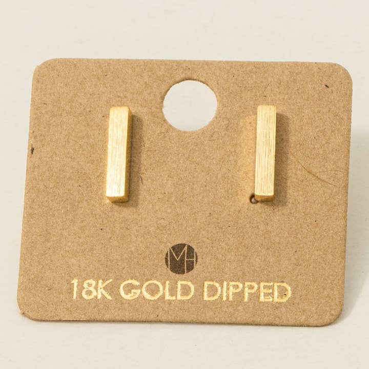 Fame Accessories - Wholesale Stud/Post Earrings - Gold Dipped Dainty Mini Bar Stud Earrings1